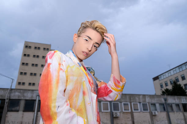 istock Young female hipster model posing in urban scenery 1393625896