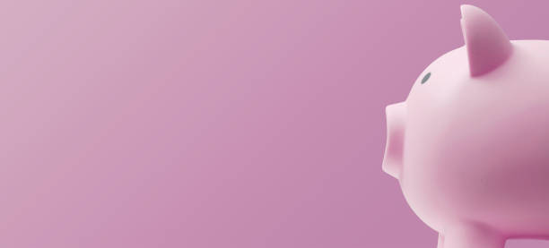 istock Cute piggy bank banner with copy space 1393625912