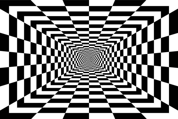 ilustrações de stock, clip art, desenhos animados e ícones de abstract black and white checkered background - ilusão