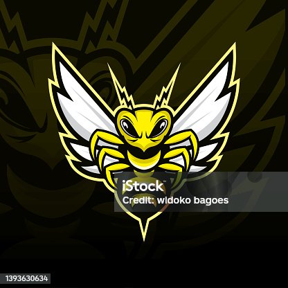 istock Bee logo design template, Hornet bee mascot esport logo design, Angry bee esport mascot logo design. 1393630634