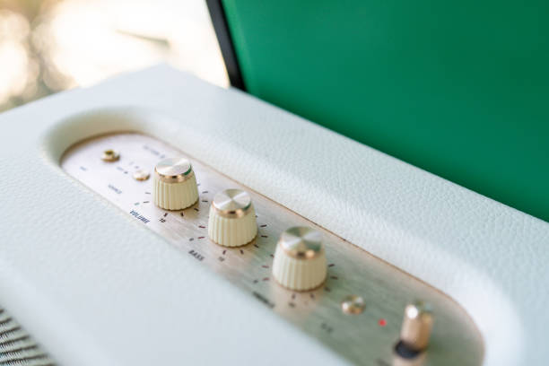 Shot of hifi panel with different dials and switches