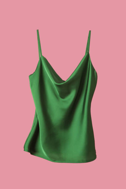 studio shot of floating silk camisole shirt - spaghettibandjes stockfoto's en -beelden