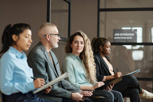 istock Young girl taking part at job interview 1393635723