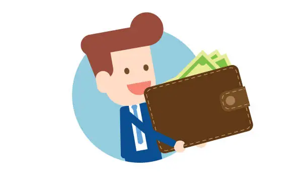 Vector illustration of Businessman holding wallet