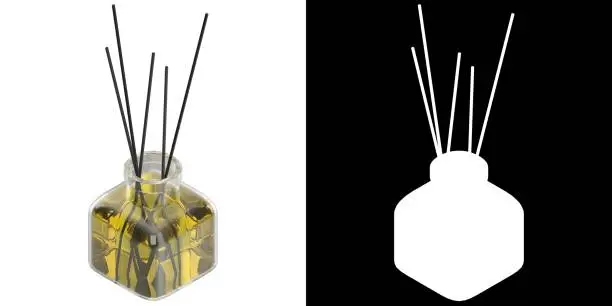 3D rendering illustration of a room fragrance reed diffuser