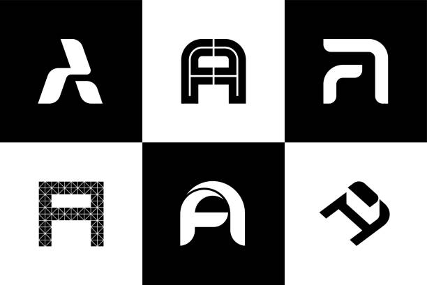 ilustrações, clipart, desenhos animados e ícones de um alfabeto e logotipo design - letra a
