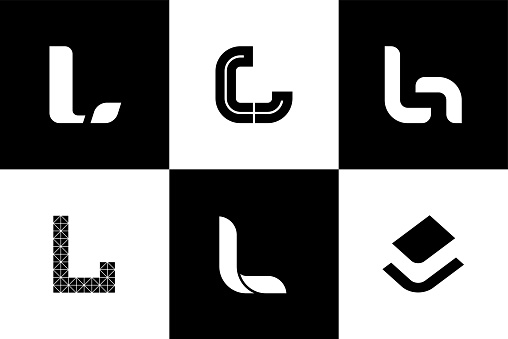 L alphabet, L characters design, logo design, fonts, vector illustration.