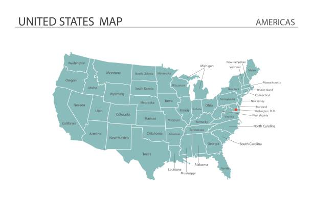 istock USA map vector illustration on white background. Map have all province and mark the capital city of USA. 1393640985