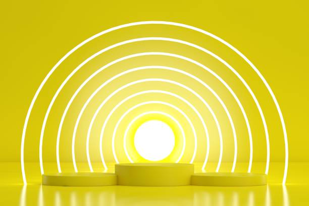 istock 3d rendering exhibition background, blank stand for product presentation 1393641342