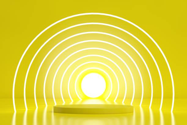 istock 3d rendering exhibition background, blank stand for product presentation 1393641374