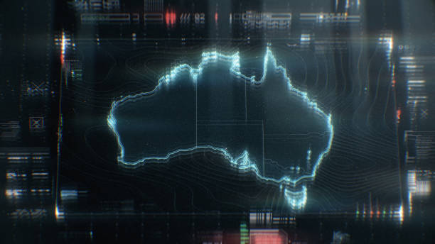 istock Map of Australia infographics on digital screen 1393643827