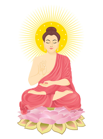 vector, illustration, buddha, lotus sitting