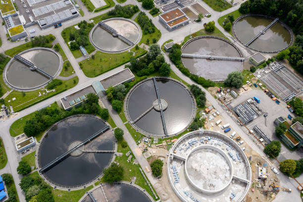 istock Modern Sewage Treatment Plant, Aerial View 1393649444