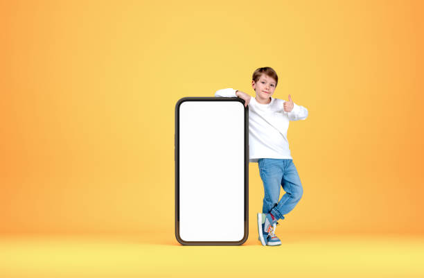 istock A kid show like near phone mockup display on bright background 1393650726