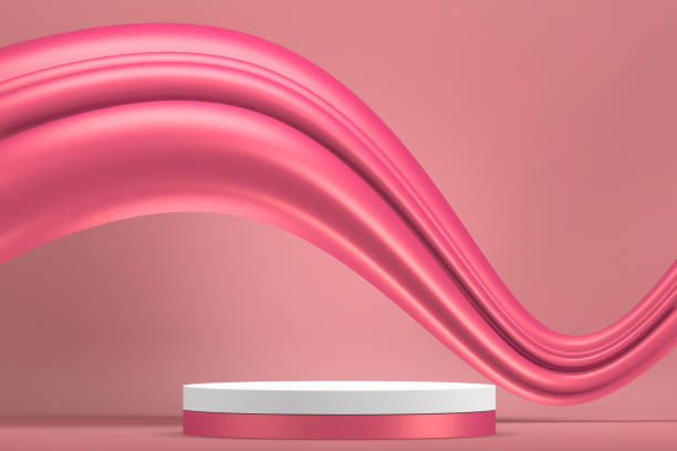 istock Pink podium minimalist mockup for podium display. 3D rendering 1393651350