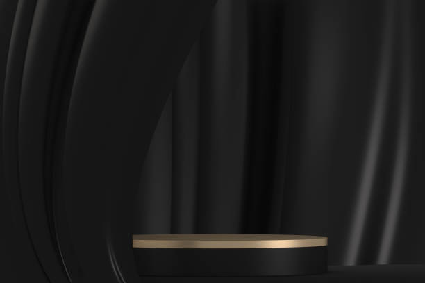 istock black stage podium decoration suitable for products.3D rendering 1393651375