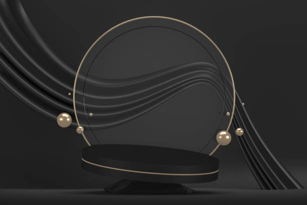istock black stage podium decoration suitable for products.3D rendering 1393652471