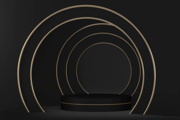 istock black stage podium decoration suitable for products.3D rendering 1393653308