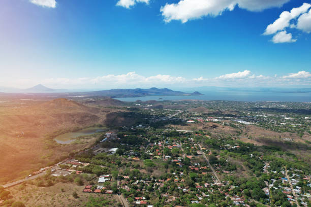 Nicaragua landscape scenery aerial drone view on bright sunny day