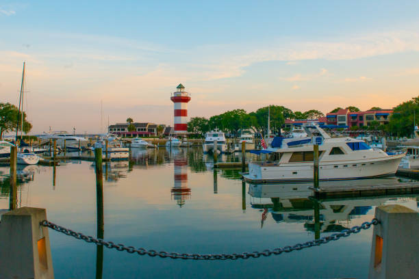Lighthouse at Harbor Town-Hilton Head, South Carolina Lighthouse at Harbor Town-Hilton Head, South Carolina southeast stock pictures, royalty-free photos & images