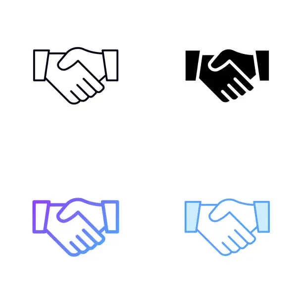 Vector illustration of Hand Shake Icon Design in Four style with Editable Stroke. Line, Solid, Flat Line and Color Gradient Line. Suitable for Web Page, Mobile App, UI, UX and GUI design.