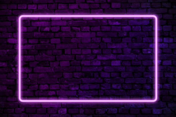 istock Neon brick wall background and texture with glowing fluorescent neon frame. Trendy background for black friday sale billboard. 1393660195