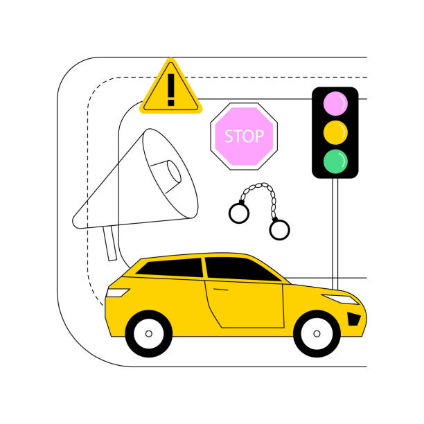 абстрактная векторная иллюстрация понятия «дорожная преступность». - driving visualization careless car stock illustrations