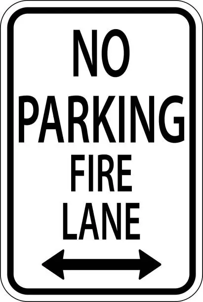 Vector illustration of No Parking Fire Lane Double Arrow Sign On White Background