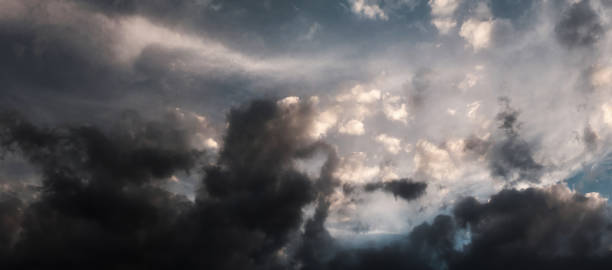 istock Panorama of dramatic cloudy overcast sky 1393666764