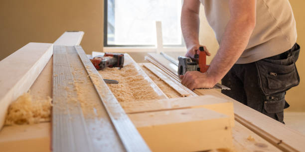 istock Professional sawing material for wall lining in room 1393669263
