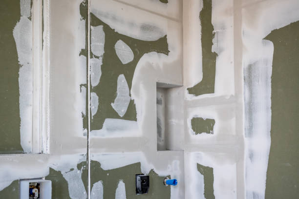 istock Prepared drywall with sealed joints and corners 1393669291