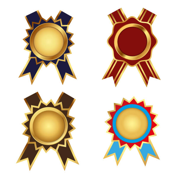 istock Set of different award badges with ribbons 1393670432