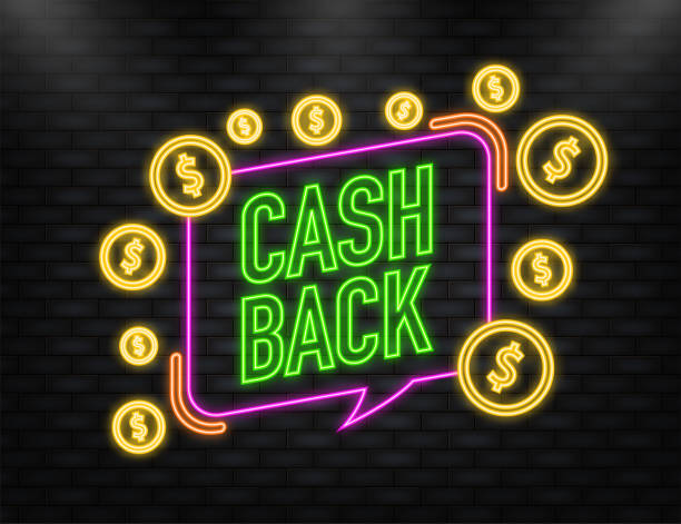 illustrazioni stock, clip art, cartoni animati e icone di tendenza di logo del concetto di cashback. cash back banner blu su sfondo bianco. - 5123