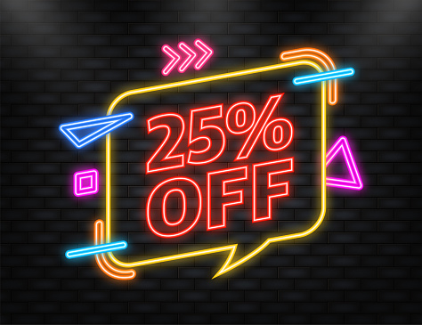 Trendy flat advertising with 25 percent discount flat badge for promo design. Poster badge. Business design. Vector illustration