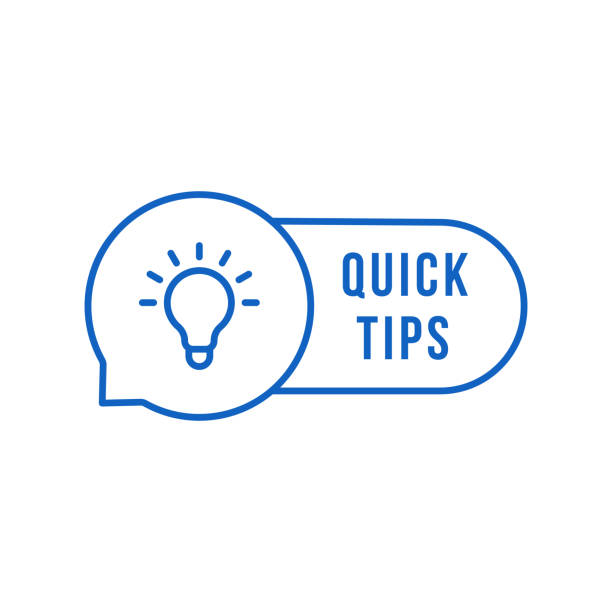 ilustraciones, imágenes clip art, dibujos animados e iconos de stock de burbuja de voz de línea delgada con sugerencias rápidas de texto - instrucciones