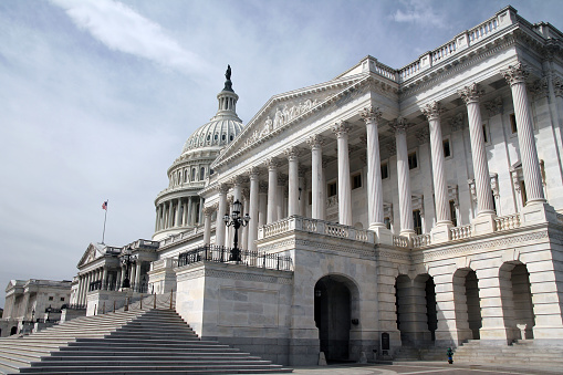 Prospective view of the United States Capitol on Capitol Hill in Washington in the District of Columbia