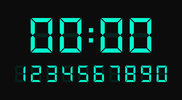デジタル電子フィギュアセット。時計、目覚まし時計、カウントダウン、タイマー用のデジタル番号。ベクターイラストグラフィックデザイン - countdown点のイラスト素材／クリップアート素材／マンガ素材／アイコン素材