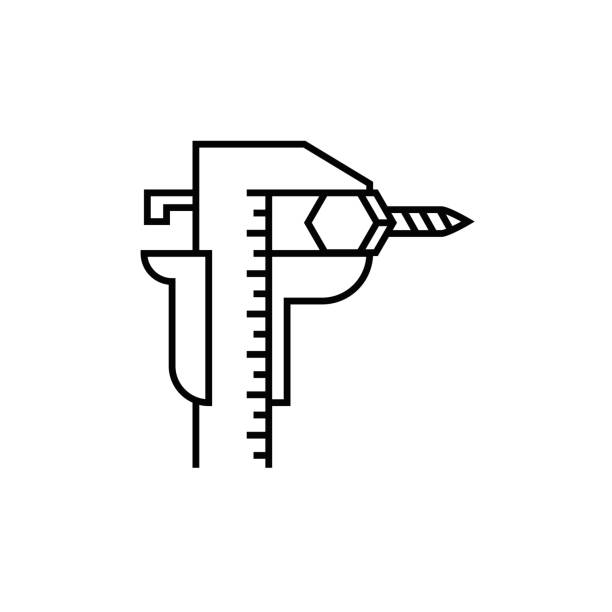 bremssattel liniensymbol - mikrometer feinmessgerät stock-grafiken, -clipart, -cartoons und -symbole