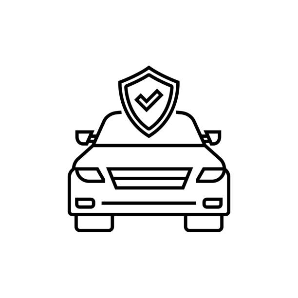 자동차 보험 라인 아이콘 - auto accidents symbol insurance computer icon stock illustrations