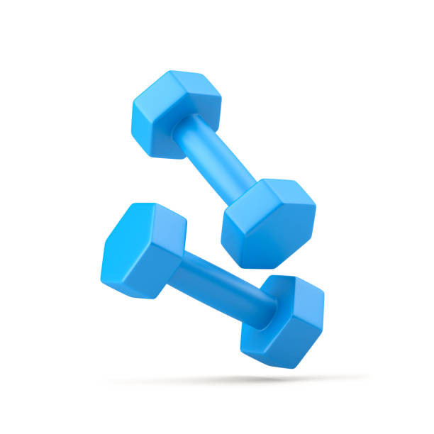 Blue Dumbbells on White Background 3D illustration russian bodybuilder stock pictures, royalty-free photos & images