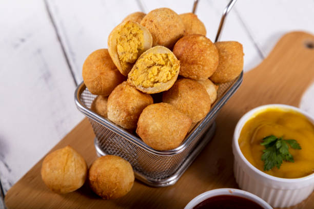 istock Brazilian snacks, fried balls stuffed with chicken 1393686766
