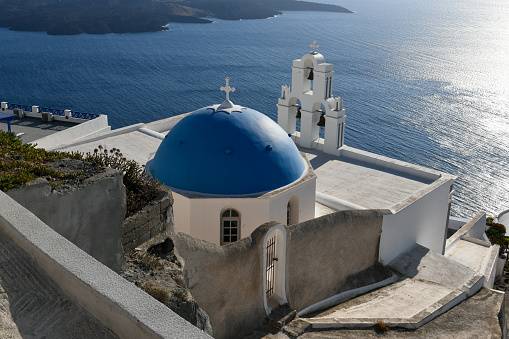 Three Bells of Fira, Santorini, Greece, officially known as The Catholic Church of the Dormition, is a Greek Catholic church on the island of Santorini.