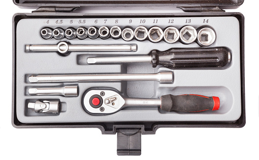 small socket Wrench Set on white background