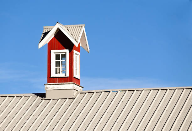 Fancy Red Cupola Ornate cupola on top of the barn. cupola stock pictures, royalty-free photos & images