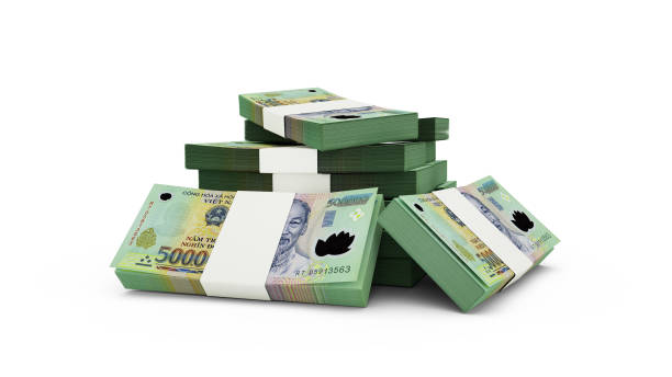 istock 3d rendering of Stack of Vietnamese dong notes. bundles of Vietnamese currency notes isolated on white background 1393694943