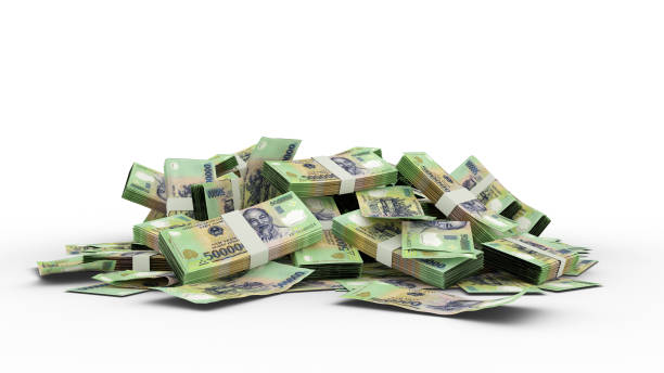 istock 3D Stack of 500000 Vietnamese Dong notes isolated on white background 1393694992