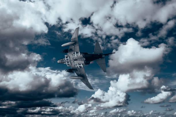 istock Jet fighters flying over the clouds. 1393697589