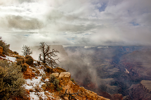 Light and Clouds at the rim of the Grand Canyon in winter