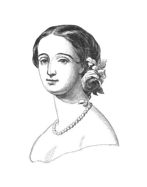 wiktoriańska kobieta, zabytkowa ilustracja do grawerowania antyków - engraving women engraved image british culture stock illustrations