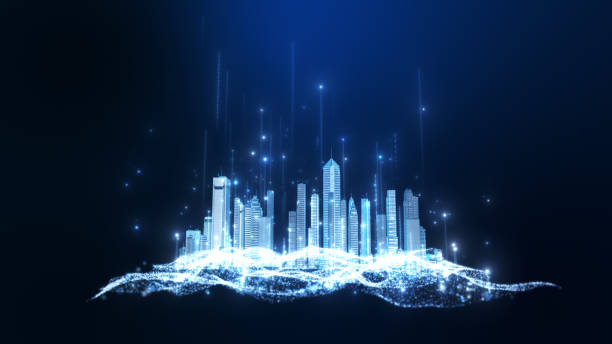 istock Futuristic digital city skyline. Big data, Artificial intelligence, Internet of things. 3D rendering. 1393709373